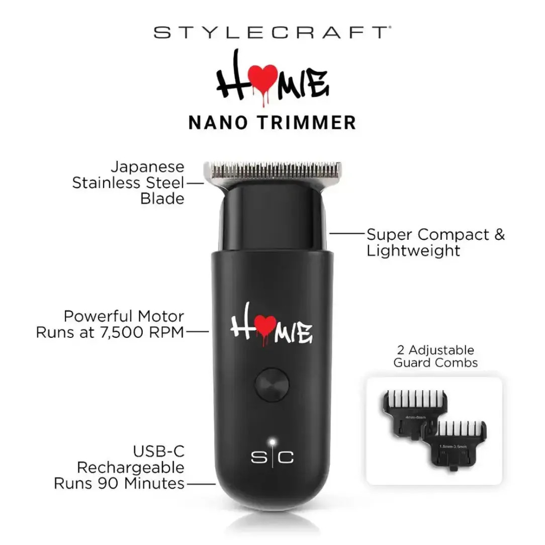 StyleCraft Homie Nano USB-C Rechargeable Trimmer – Compact Cordless Detailer