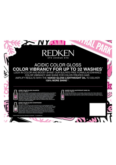REDKEN Acidic Color Gloss Holiday Kit – Shampoo, Conditioner & Naked Gloss Oil (P2808600)