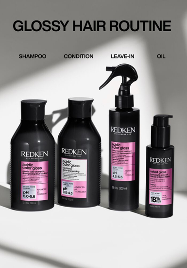 REDKEN Acidic Color Gloss Holiday Kit – Shampoo, Conditioner & Naked Gloss Oil (P2808600)
