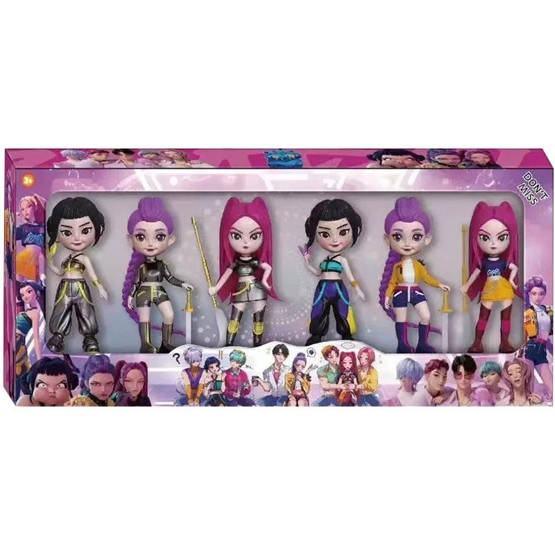 6PCS KPOP Demon Hunters Action Figure Set – Rumi, Mira & Zoey Collector Dolls (New in Box)