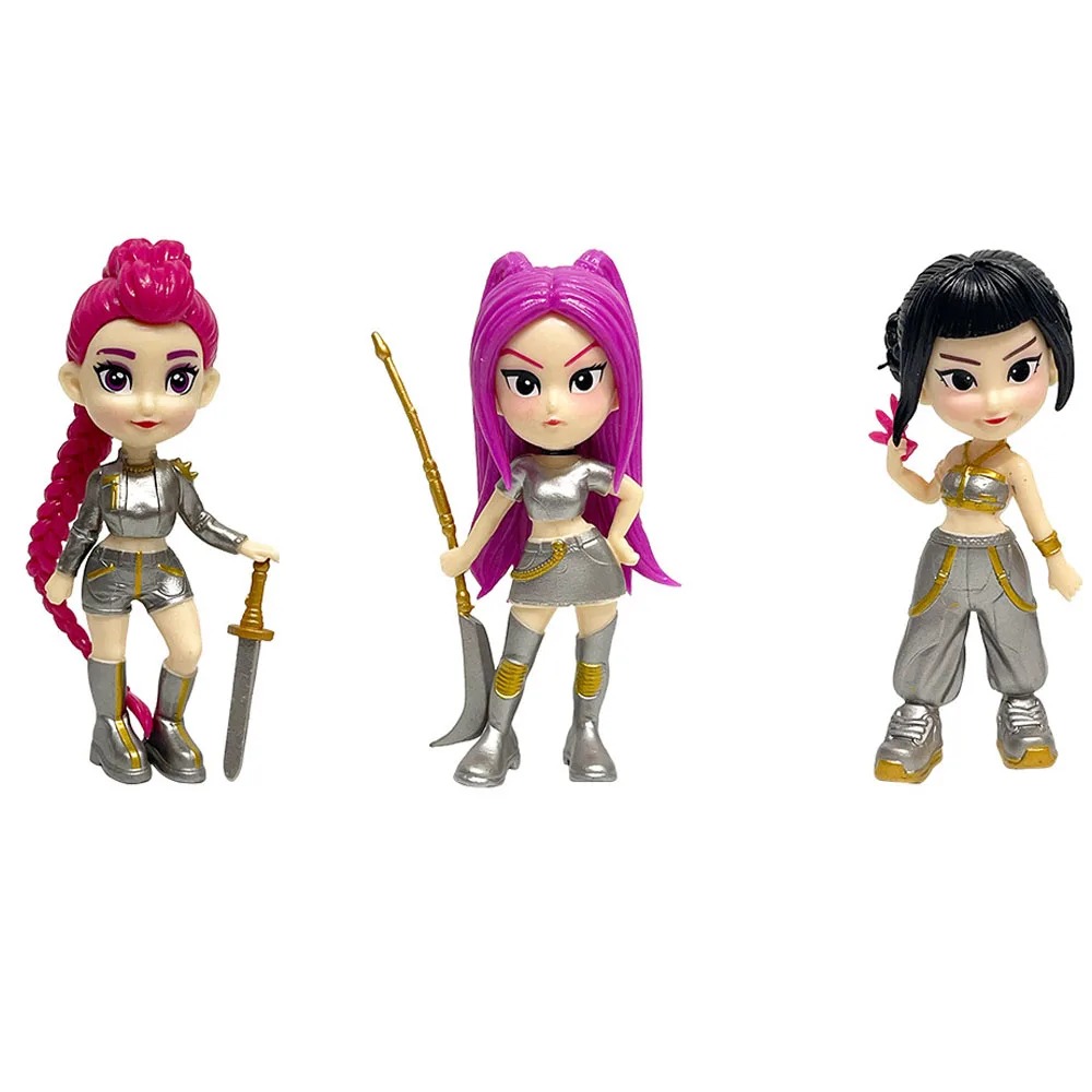 3Pcs K-Pop Devil Hunter Rumi Zoey Mira Figure Set 10cm Anime Statue Model Desktop Collectible Toy Gift