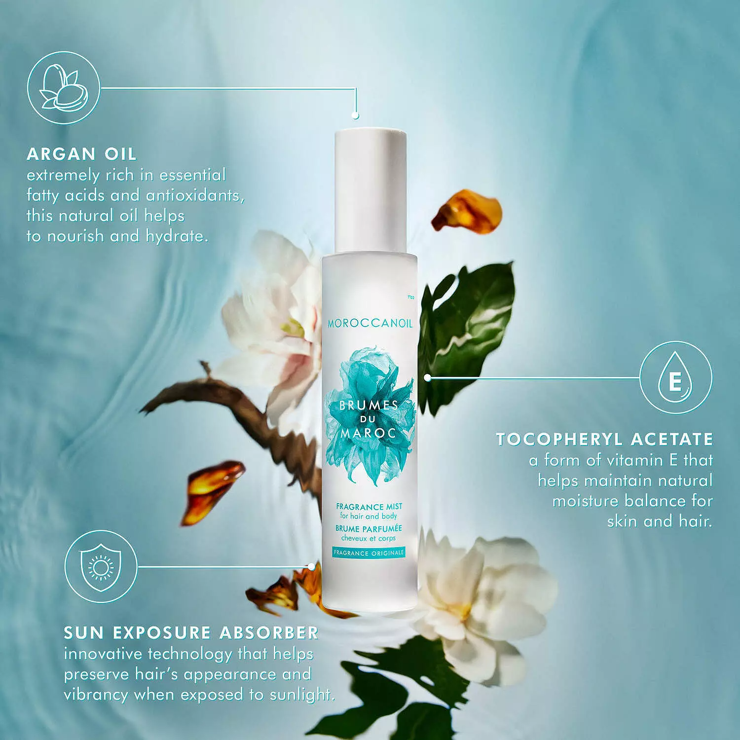 Moroccanoil Fragrance Originale Hair & Body Fragrance Mist – Spicy Amber, Sweet Florals & Magnolia (3.4 fl oz)