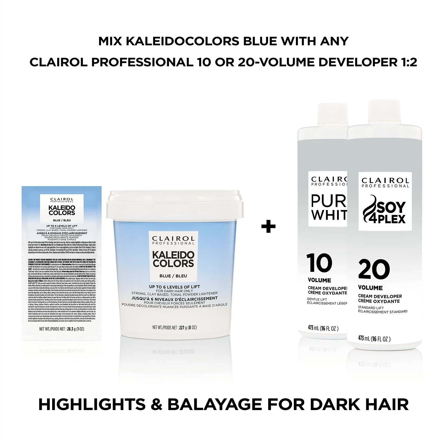 Clairol Professional Kaleidocolors Blue Powder Lightener – Blue Hair Lightener for Cool Highlights & Blonding 8 oz