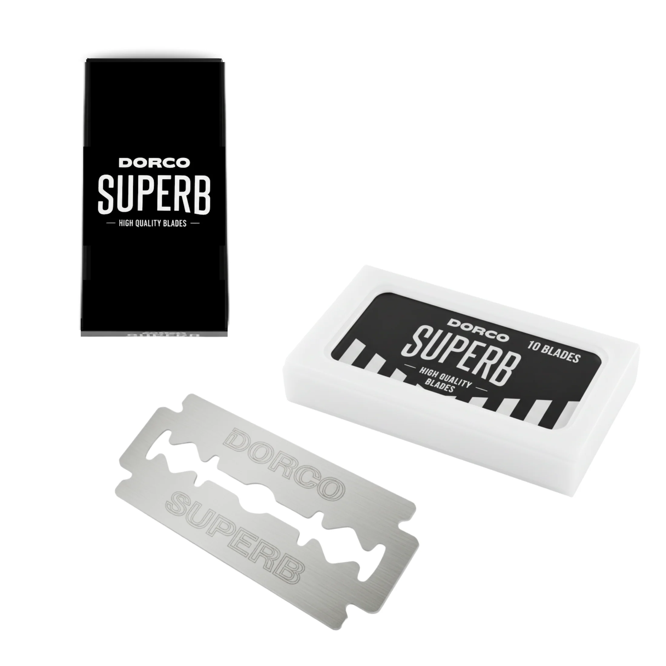 Dorco Superb Premium Double Edge Razor Blade Refill Packs – Professional Stainless Steel Replacement Blades (10 Count Display)