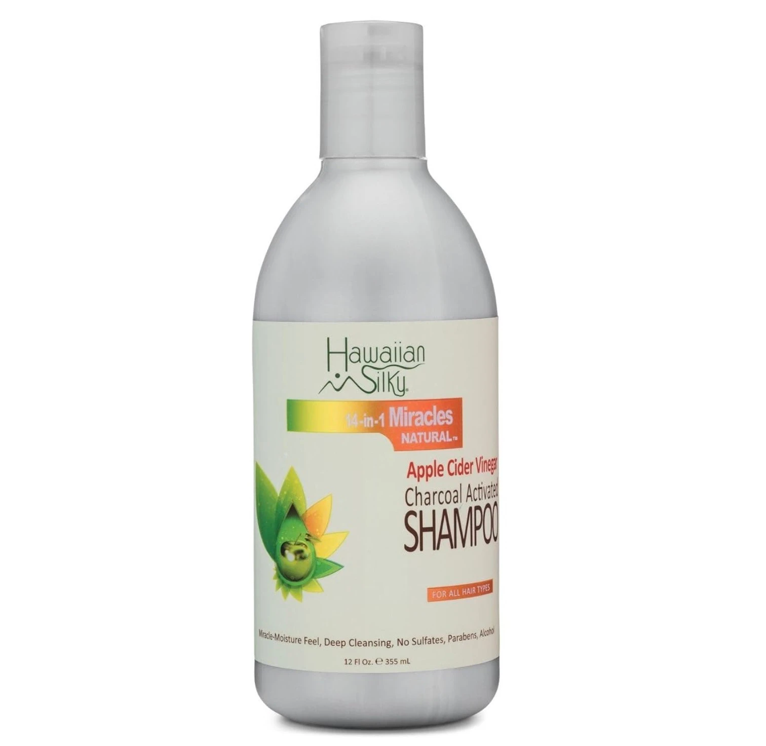 Hawaiian Silky 14 In 1 Miracles Apple Cider Vinegar & Activated Charcoal Clarifying Shampoo – Deep Cleansing Hair & Scalp Shampoo (12 oz)