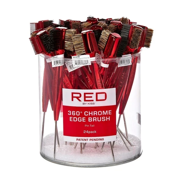 KISS Red 360° Edge Brush with Pintail – 4-in-1 Multi-Sided Styling Brush