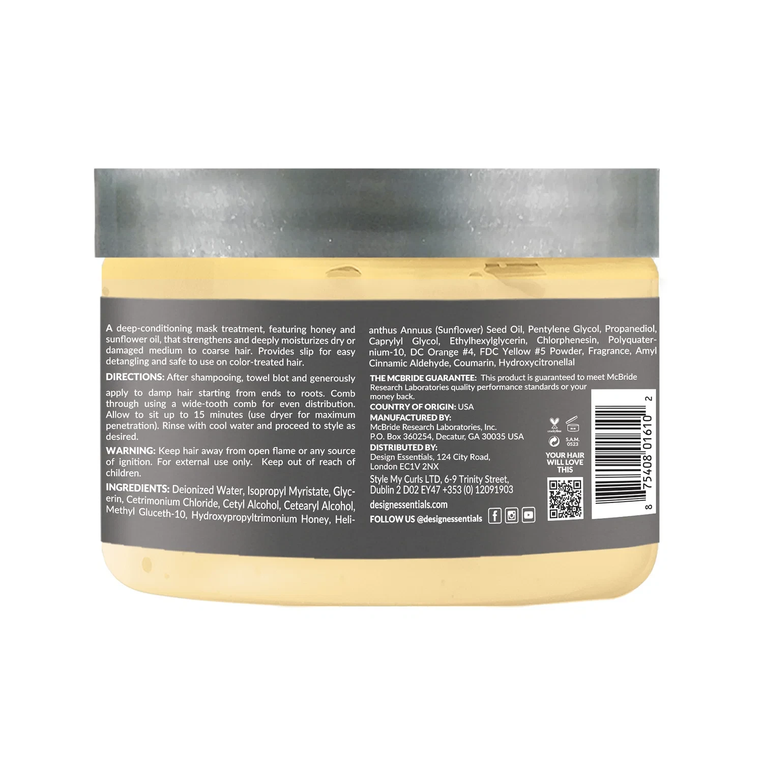 Design Essentials Honey Crème Moisture Retention Masque – Hydrating & Strengthening Hair Treatment