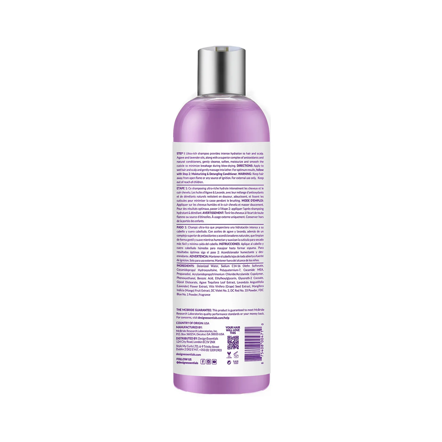 Design Essentials Agave & Lavender Moisturizing & Strengthening Shampoo – Hydrating & Anti-Breakage