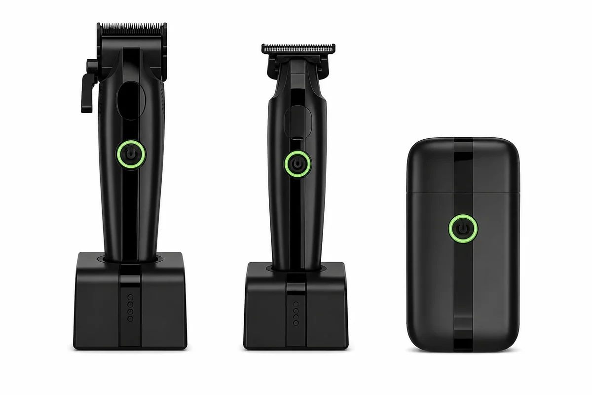 Cocco Veloce Lite Clipper, Trimmer & Foil Shaver Black Combo – 3-Piece Professional Barber Set