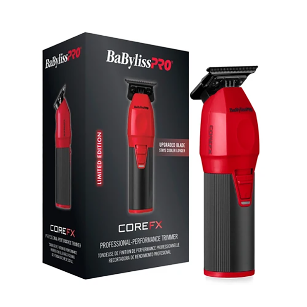 BaBylissPRO CoreFX Limited Edition Professional Cordless Trimmer with Black Graphite Deep-Tooth T-Blade – Red FX76RD