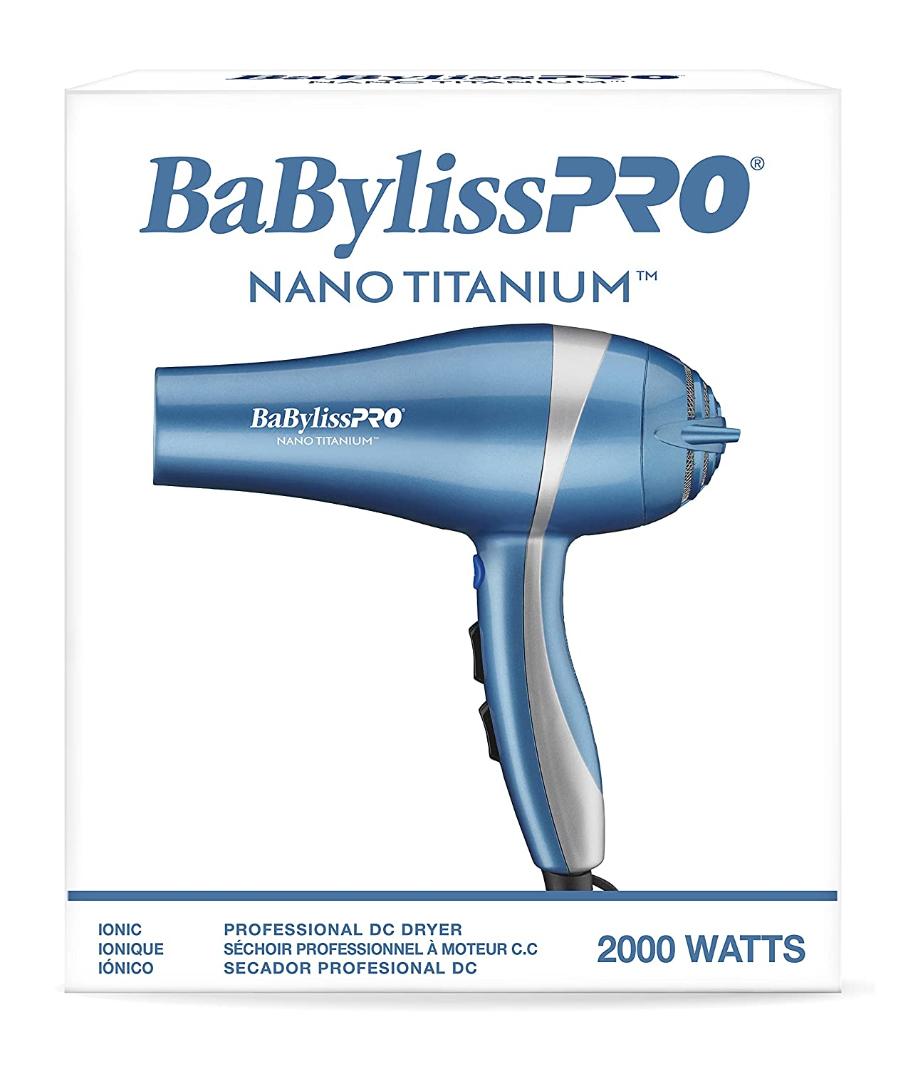 BaByliss PRO Nano Titanium 2000 Watts Ionic Lightweight Hair Blow Dryer