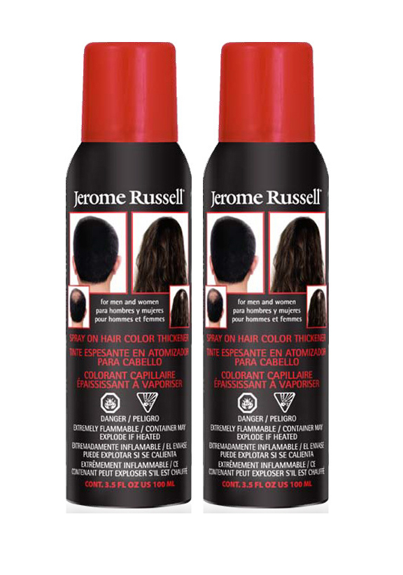 Jerome Russell Spray on Hair Color Thickener BLACK 2 pc Deal