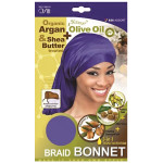 M&M HeadGear Qfitt Argan, Olive Oil, Shea Butter Treated Braid Bonnet