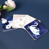 Swan Lake Set of 4 Luxury Coasters and Holder with Swans Flamingos and Flowers