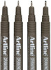 Artline Drawing System Pens, 0.2, 0.4, 0.6, 0.8 mm Writing Widths, Black, 4 Pack