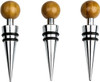 Grunwerg Classic Design 3 Piece Deluxe Bamboo Wine Stopper Set