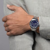 Mens Stylish Battery Operated Analogue Watch with Link Strap and Blue Face