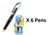 6 X Paper Mate Fountain Pen Ninja Design + Eradicator Pen + 60 FREE Cartridges