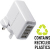 Reflex Active 4 Port USB Mains Plug with UK, U.S, Asia and EU Plugs