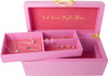 Disney Minnie Mouse Gold Icon Pink Lacquer Wood Jewellery Box