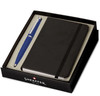 Sheaffer VFM Ballpen G9401 Neon Blue with Chrome Trim and A6 Ruled Notebook