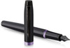Parker IM Vibrant Rings Fountain Pen Satin Black Lacquer Amethyst Fine Nib