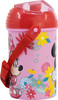 Minnie Mouse Drinks Bottle 450ml with Permanent Pop up Straw Pink