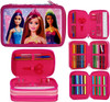 Barbie 45 Piece Triple Compartment Triple Zip Filled Pencil Case