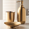 3 Piece Brass Style Bathroom Accessory Set, Soap Dispenser, Dish and Tumbler