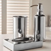 3 Piece Chrome Style Bathroom Accessory Set, Soap Dispenser, Dish and Tumbler
