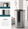 3 Piece Chrome Style Bathroom Accessory Set, Soap Dispenser, Dish and Tumbler