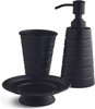 3 Piece Bathroom Accessory Set, Soap Dispenser, Dish and Tumbler Black