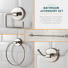 Bathroom Accessory Set Chrome with Towel Rail, Ring, Hook and Toilet Roll Holder