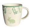 Set of 4 Cute Bunny Rabbit Ceramic Coffee Mugs in Cream and Jade Flower Design