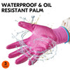 3 Pairs Garden and Work Gloves for Women Rubber Coating Pink, Green, Purple