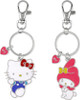 Hello Kitty and My Melody Pair of Enamel Keychain Rings