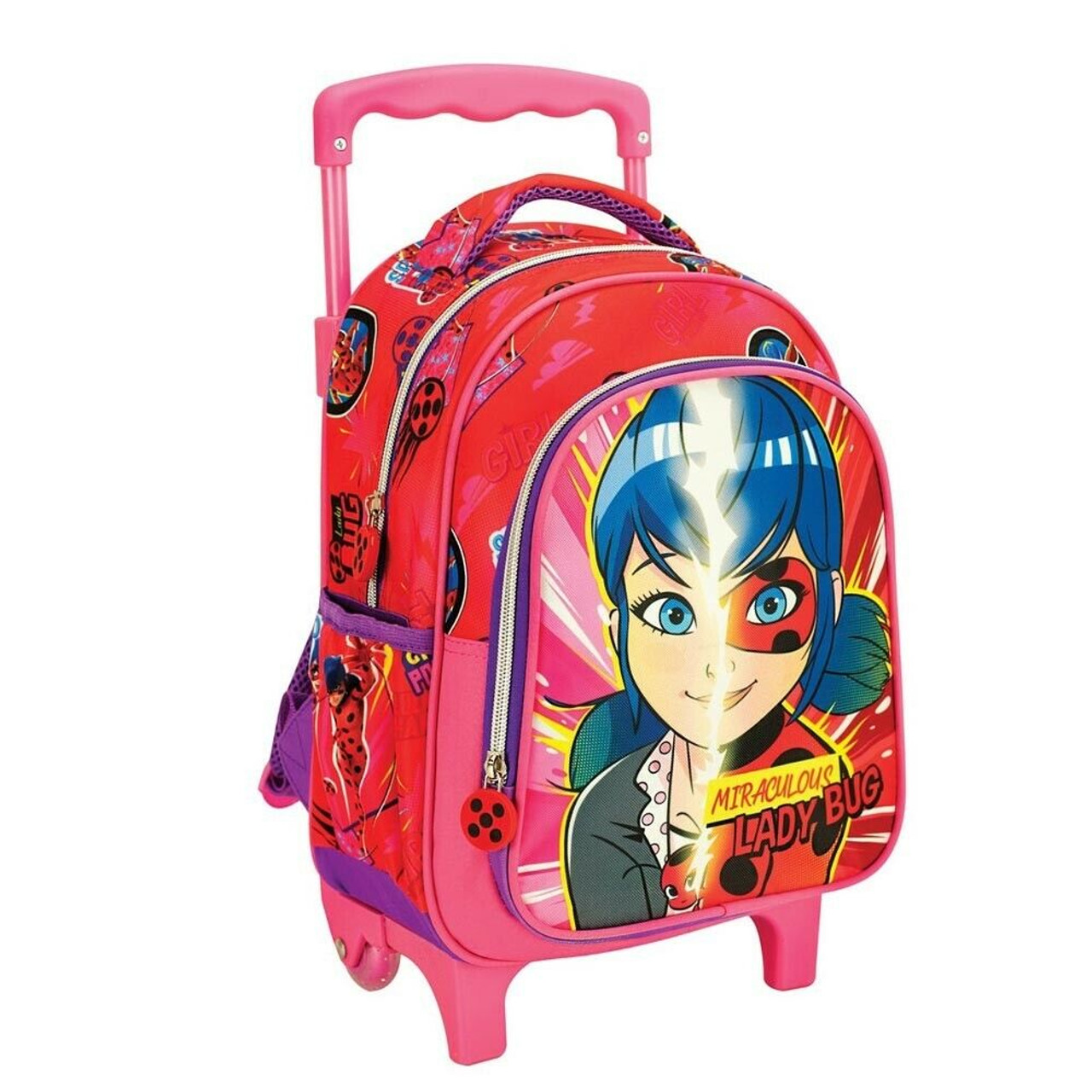 Miraculous ladybug backpack with sale wheels