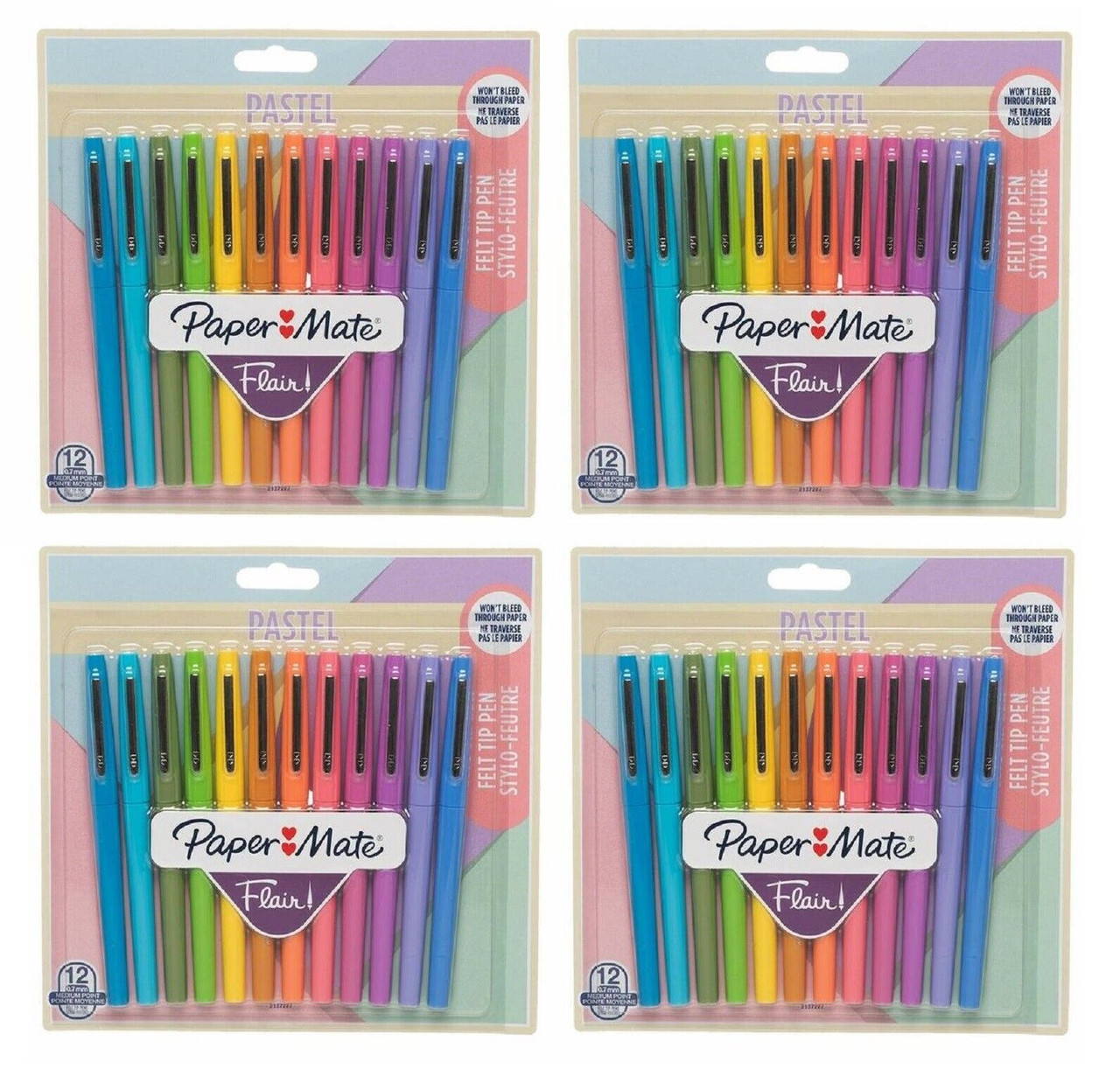 PaperMate Flair Felt Tip Pens 0.7mm Tip Pastel 48 Pack - Big White