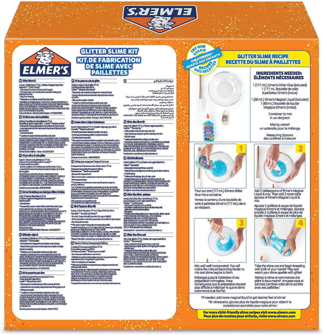 Elmer's Glue Slime Starter Kit with Clear PVA glue, Glitter Glue Pens  Activator