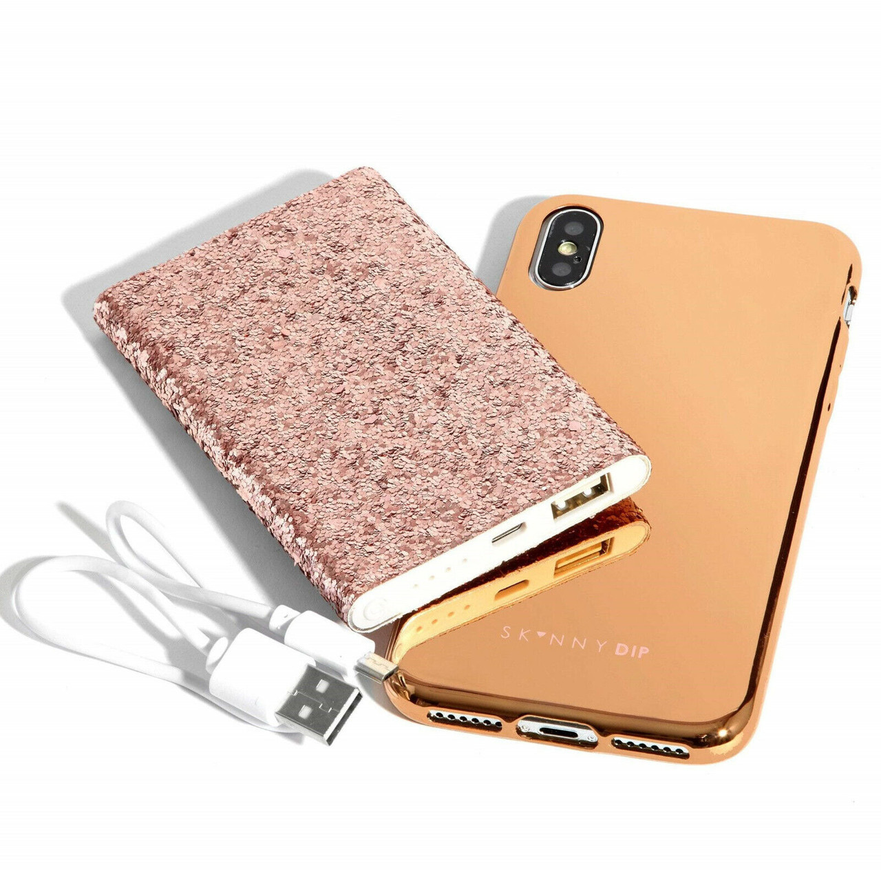Skinny Dip Rose Gold iPhone XS/X Cover with 4000mAh Glitter