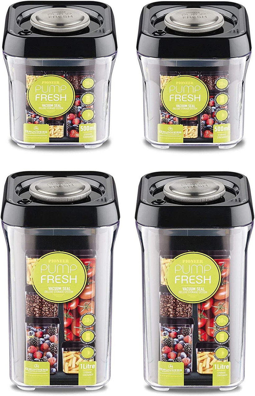 Grunwerg Pioneer Deluxe Pump Fresh Set of 4 Vacuum Seal Storage