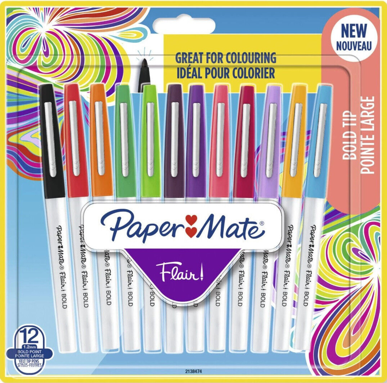 Paper Mate Flair Bold Bullet Tip 1.2mm Felt Tip Pen 4 Pack