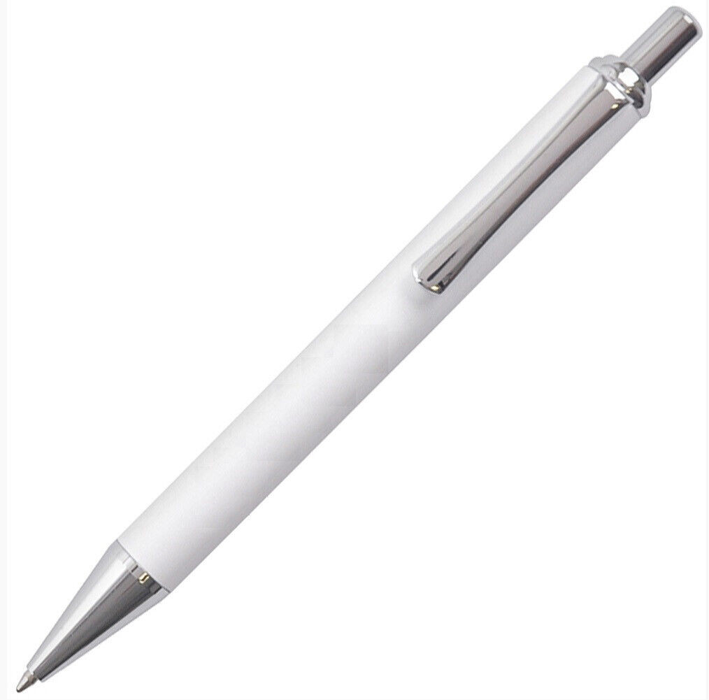 White Ink Ballpoint Cosmopolitan Retractable Ballpoint Pen Gloss White with Chrome Black ...