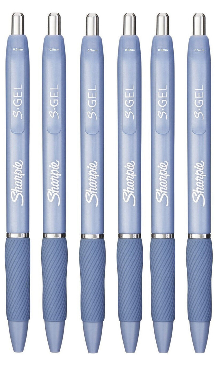 Sharpie S-Gel Retractable Gel Pen, Fine 0.5 mm, Blue Ink, Black Barrel, 4/Pack