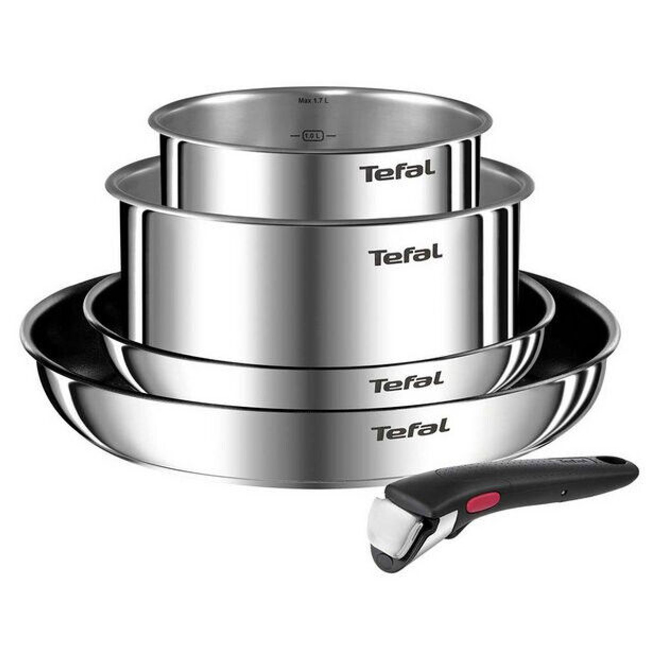 Tefal Ingenio Emotion 22 Piece Stainless Steel Pan Set Induction -- GLASS  LIDS