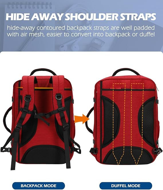 Hynes Eagle 44L Carry on Backpack Compression Travel Pack Big