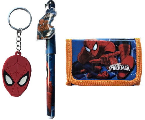 Spiderman Tri Fold Wallet, Ballpoint Pen and Key Ring Set