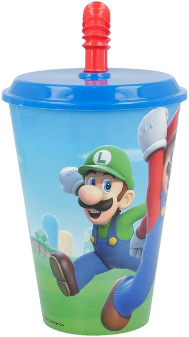 Super Mario Large Tumbler with Lid and Bendy Straw (430ml) 15fl oz