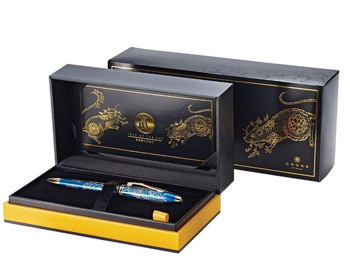 Cross Townsend Chinese Year of the Rat Blue Laquer Ballpoint Pen in Gift Box