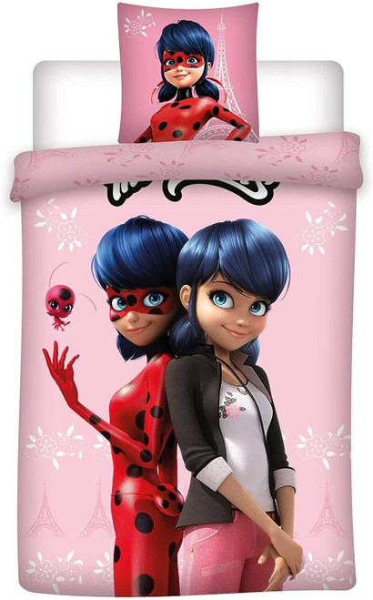 Miraculous Ladybug Duvet Cover and Pillow Case Pink Single (US Twin)